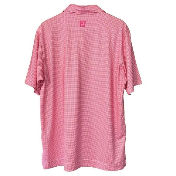FootJoy Heather Lisle Houndstooth Self Collar Golf Polo Pink Azalea / White medi - Picture 3 of 10